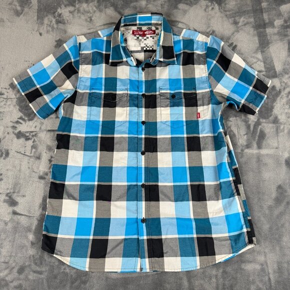 Vans Other - VANS L Button Down Shirt Multicolor Blue Plaid  Classic Pocket Skate Street Surf